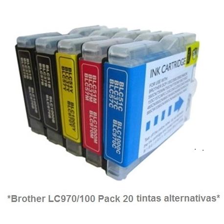 Pack de 10 tintas compatible Brother LC970/1000