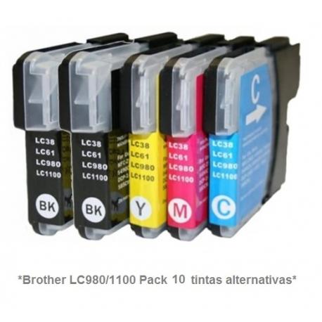 Pack de 5 tintas compatible Brother LC980/1100