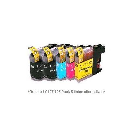 Pack de 5 tintas compatible Brother LC127/125