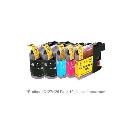 Pack de 10 tintas compatible Brother LC127/125