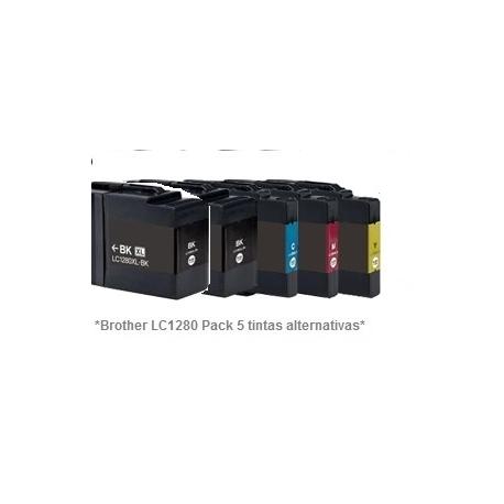 Pack de 5 tintas compatible Brother LC1280